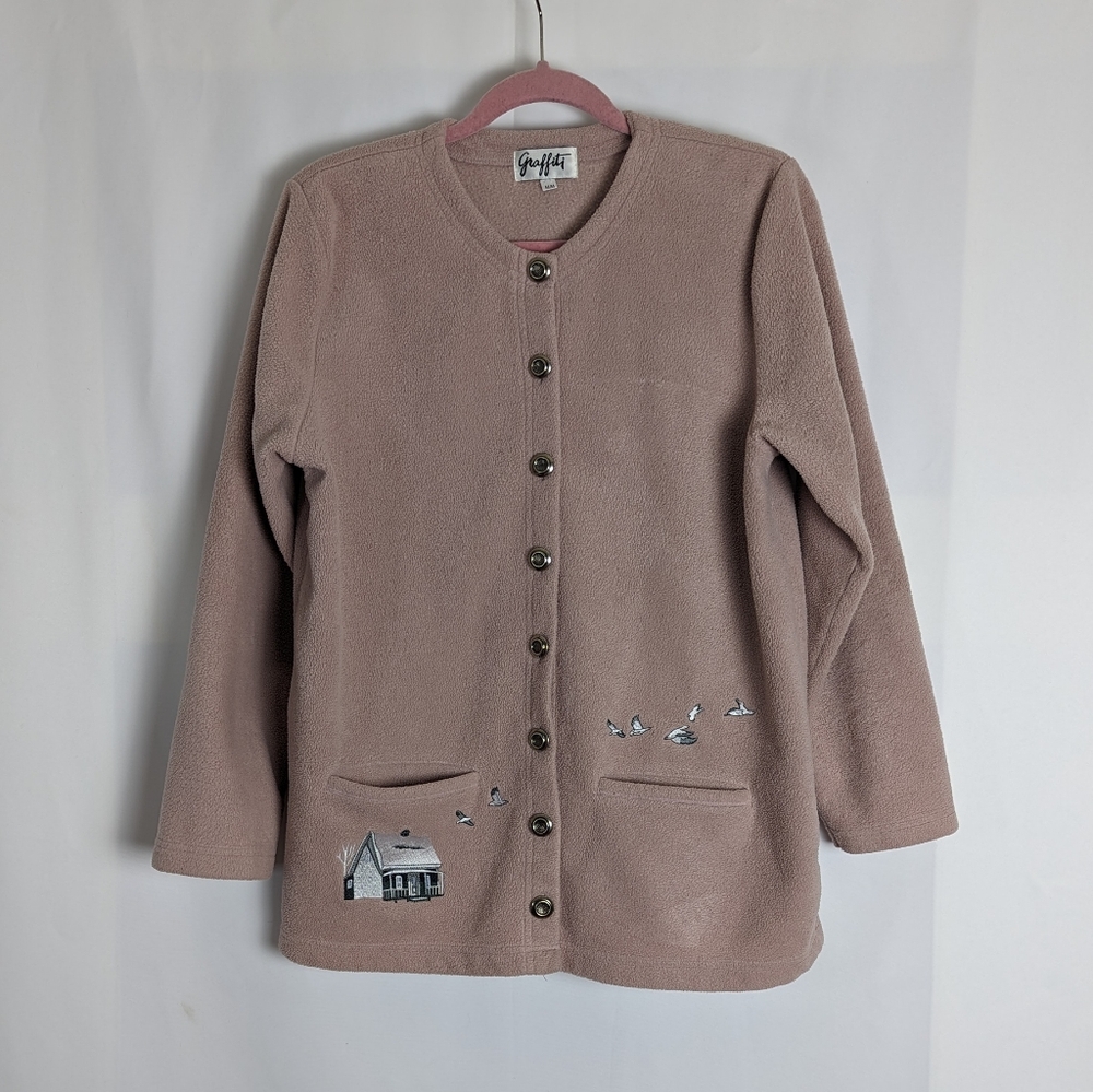 Vintage Graffiti dusted pink embroidered sweater